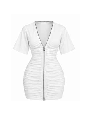 After Hours Zip Mini Dress - White