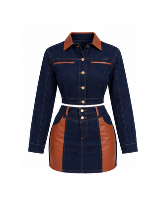 Uptown Denim Skirt Set