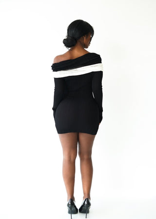 BARELY THERE SWEATER DRESS- BLACK