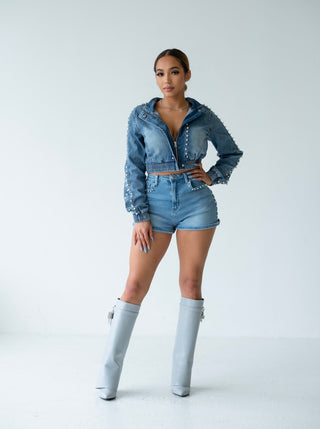 PRETTY PEARL DENIM SET